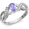 9ct White Gold Tanzanite And Diamond Kiss Ring - 4pts - D7936