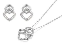 9ct White Gold Diamond Ring, Earrings And Necklace Gift Set - 15pts - D8605 -Fhinds Shop D8605 L 3