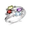 My Diamonds Silver Blue Topaz, Amethyst, Garnet, Peridot And Diamond Ring - D9053