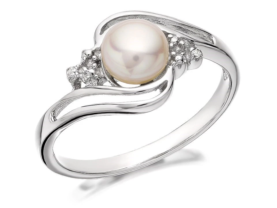 My Diamonds Silver Freshwater Pearl And Diamond Crossover Ring - D9054 1 My Diamonds Silver Freshwater Pearl And Diamond Crossover Ring - D9054