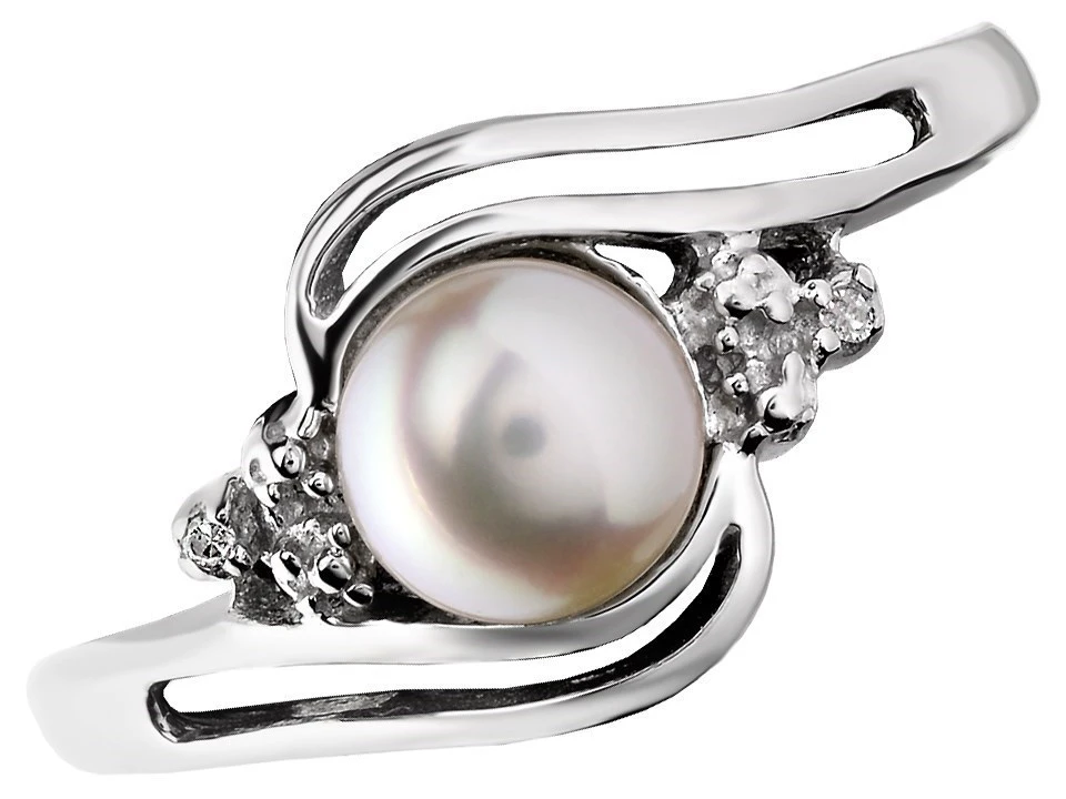 My Diamonds Silver Freshwater Pearl And Diamond Crossover Ring - D9054 2 My Diamonds Silver Freshwater Pearl And Diamond Crossover Ring - D9054 - Image 2
