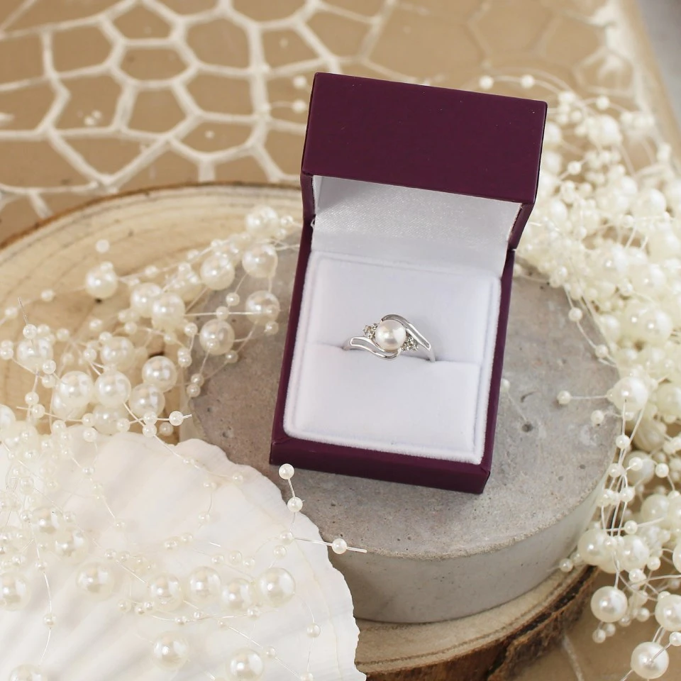 My Diamonds Silver Freshwater Pearl And Diamond Crossover Ring - D9054 3 My Diamonds Silver Freshwater Pearl And Diamond Crossover Ring - D9054 - Image 3