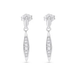 9ct White Gold Diamond Drop Earrings - 10pts Per Pair - D94104