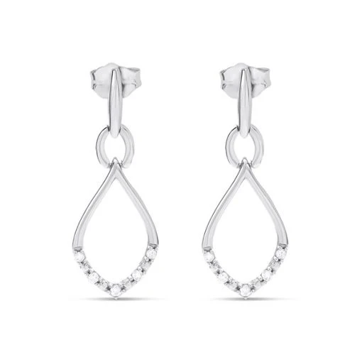 9ct White Gold Diamond Open Teardrop Earrings - 10pts Per Pair - D94105 -Fhinds Shop D94105 L 1