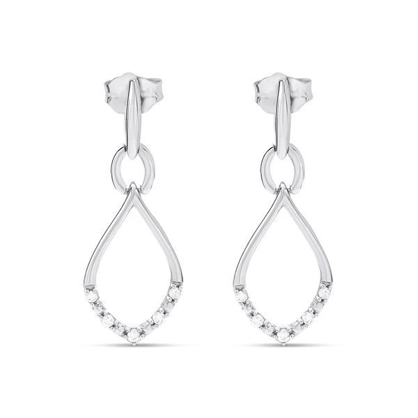 9ct White Gold Diamond Open Teardrop Earrings - 10pts Per Pair - D94105 1 9ct White Gold Diamond Open Teardrop Earrings - 10pts Per Pair - D94105