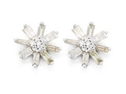 9ct White Gold Diamond Flower Stud Earrings - 1/4ct Per Pair - D9493