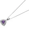 9ct White Gold Trillion Cut Amethyst And Diamond Necklace - 18pts - D95109