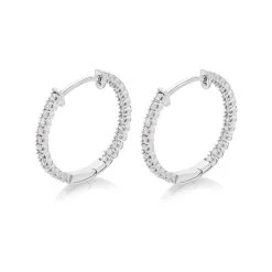 9ct White Gold Diamond Hoop Earrings - 1/2ct Per Pair - D9648