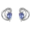 9ct White Gold Tanzanite And Diamond Swirl Earrings - 9pts Per Pair - D9652