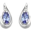 9ct White Gold Tanzanite And Diamond Swirl Stud Earrings - D9656