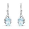 9ct White Gold Blue Topaz And Diamond Drop Earrings - 5pts Per Pair - D9666