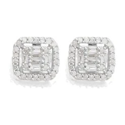 9ct White Gold Diamond Cluster Stud Earrings - 15pts Per Pair - D9673