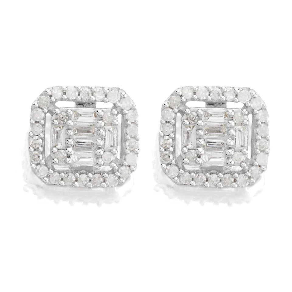 9ct White Gold Diamond Cluster Stud Earrings - 15pts Per Pair - D9673 1 9ct White Gold Diamond Cluster Stud Earrings - 15pts Per Pair - D9673