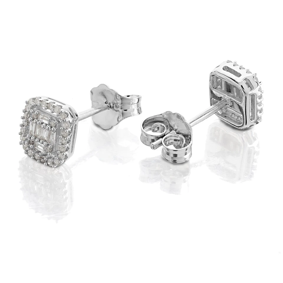 9ct White Gold Diamond Cluster Stud Earrings - 15pts Per Pair - D9673 2 9ct White Gold Diamond Cluster Stud Earrings - 15pts Per Pair - D9673 - Image 2