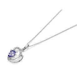 9ct White Gold Pear Tanzanite And Diamond Swirl Necklace - D97100