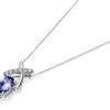 9ct White Gold Oval Tanzanite And Diamond Kiss Necklace - D97101