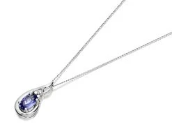 9ct White Gold Tanzanite And Diamond Swirl Necklace - D97102