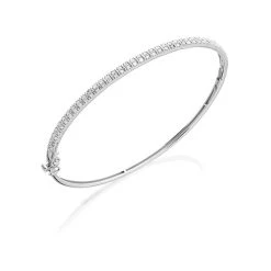 9ct White Gold Diamond Hinged Bangle - 1/2ct - D97111