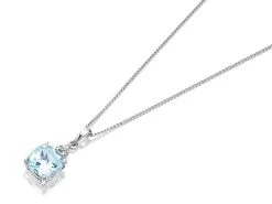 My Diamonds Silver Blue Topaz And Diamond Necklace - D99119