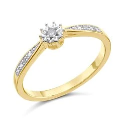 My Diamonds Gold Plated Silver Diamond Ring - 5pts - D99151