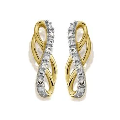 My Diamonds Gold Plated Silver Diamond Infinity Stud Earrings - D99181