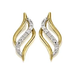 My Diamonds Gold Plated Silver Diamond Flame Stud Earrings - D99183