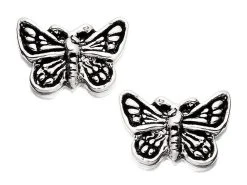 Silver Butterfly Stud Earrings - 9mm - F0225