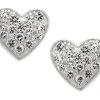 Silver Cubic Zirconia Heart Stud Earrings - 9mm - F0402