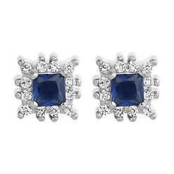 Silver Cubic Zirconia Cluster Stud Earrings - 5mm - F04047