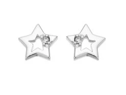 Silver Crystal Star Stud Earrings - 7mm - F04105
