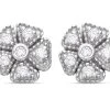 Silver Cubic Zirconia Flower Stud Earrings - 7mm - F0412