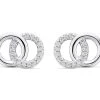 Silver Cubic Zirconia Circle Stud Earrings - 13mm - F04130