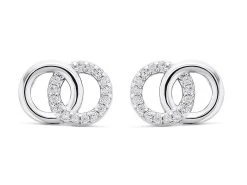 Silver Cubic Zirconia Circle Stud Earrings - 13mm - F04130