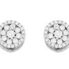 Silver Cubic Zirconia Cluster Stud Earrings - 8mm - F04134