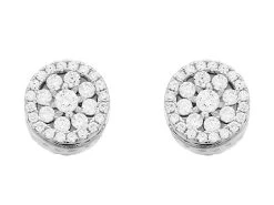Silver Cubic Zirconia Cluster Stud Earrings - 8mm - F04134