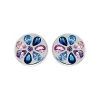 Silver Cubic Zirconia Flower Stud Earrings - 9mm - F04152