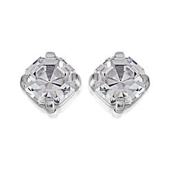 Silver Cubic Zirconia Stud Earrings - 7mm - F04179