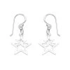 Silver Star Hook Wire Earrings - 34mm Drop - F05006