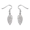 Silver Leaf Hook Wire Earrings - 40mm Drop - F0504