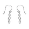 Silver Double Plait Hook Wire Earrings - 28mm Drop - F0540