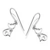 Silver Cubic Zirconia Cat Hook Wire Earrings - 25mm Drop - F0544