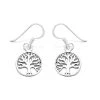Silver Eternal Tree Hook Wire Earrings - 30mm Drop - F0546