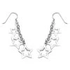 Silver Star Hook Wire Earrings - 40mm Drop - F0674