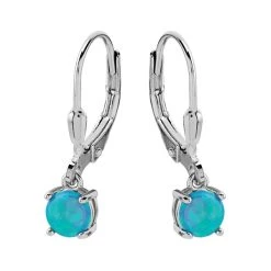 Silver Imitation Opal Drop Earrings - 21mm Drop - F08011