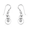 Silver Circles Cubic Zirconia Hook Wire Earrings - 32mm Drop - F0830