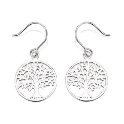 Silver F.Hinds Tree Of Life Hook Wire Earrings - 25mm Drop - F1071