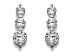 Silver Trilogy Cubic Zirconia Drop Earrings - 14mm Drop - F1155