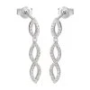 Silver Cubic Zirconia Infinity Drop Earrings - 26mm Drop - F1228