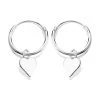 Silver Hoop Earrings With Heart Charm Dropper - 12mm - F13012