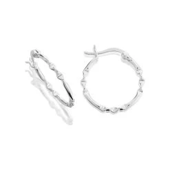 Silver Fancy Hoop Earrings - 20mm - F13111